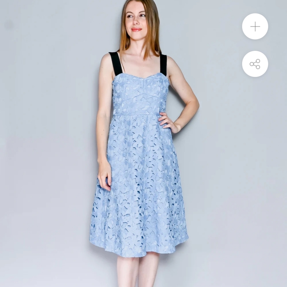 J. Crew Light Blue Midi Dress with Black Straps